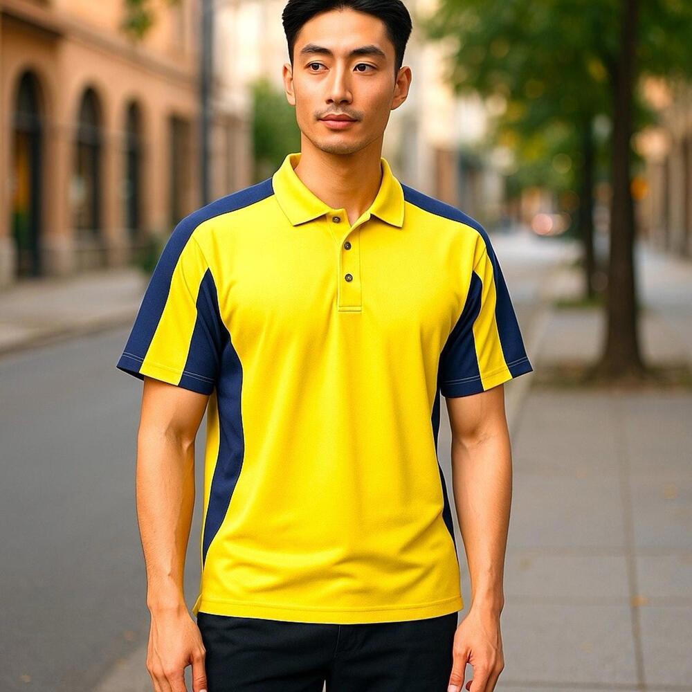 LINKS EDITION Titanium Men’s Golf Polo Shirt Yellow Large NWT List Was $45.99